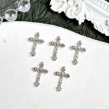 20PCS 3D Light Luxury Classic Cross Nail Charms Creative Exquisite Retro Alloy Cross Nail Art Decorations for DIY Cool Manicure