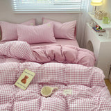 Plaid Style Bedding Set Skin-friendly Quilt Cover Pillowcase Bedsheet Home Bed Linen Sets Single/Full/Queen/King Size Bedclothes