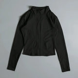 Women Zip Fitness Yoga Shirt Long Sleeve Sports Jacket Gym Top Activewear Running Coats Workout Clothes Woman