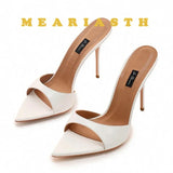 12/10cm pointed Open Toe High Heel Shoes Woman Summer OutsideSlipper Party Stiletto Luxury Designer Patent Leather Women Sandals
