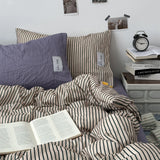 Stripe Bedding Comforter Set with Pillowcase bed sheet Single Full Size Bed Linen Duvet Cover Set Queen/King Double Single Bed