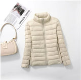 Light Down Coat Women Spring Jacket Fashion Short Ultra Lightweight Packable Puffer Coats Female Down Warm Slim Fit Parkas