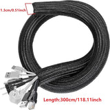 1M 3M 5M Braided Cable Sleeve PET Nylon Wrapping Cable Casing Cable Sleeves Wire for Desk PC TV Wire Protector Cable Wrap Cover