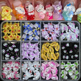 120PCS Box Mixed Hello Kitty 3D Nail Charms Cute Cartoon Resin Ornaments Kawaii DIY Nail Art Manicure Decor Accessories