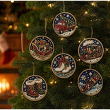 Christmas Diamond Painting Kit DIy Christmas Wooden Ornaments Xmas Snowman Reindeer Hanging Decor Relaxing Project Holiday Gifts