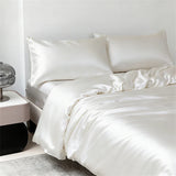 100% Mulberry Silk Bedding Set High End Silk Bed Sheets Set Luxury Smooth Duvet Cover Set Single Double Queen King Size Bedsheet