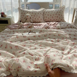 Summer Quilt Korean Style Duvet with Lace Single/Queen Size Comforter Flower Printed Quilted Blanket 여름이불 (No Pillowcase)