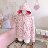 Japanese Cute Coat Embroidery Rabbit Ear Hooded Subculture Kawaii Y2k Tops Casual Fashion Sweet Coats Ropa Mujer Women Clothing