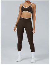 Sculpting Color Block Yoga Set with Tummy Control Shorts