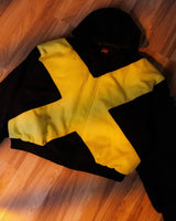 2026 American fashion brand black and yellow cross-shaped jacket high street style loose stand-up collar zipper cardigan jackett
