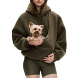 Pet Carrier Sweatshirt Hoodie for Small Dogs and Cats, Hands-Free Wearable Pouch Front Pack, Cozy Travel Walking Hiking Outfits