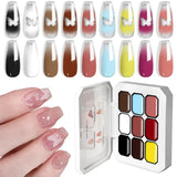LIMEGIRL 7in1 Nail Gradient Painting Gel Long-lasting Nail Gel Polish Hybrid Color Nail Art Design High Texture Gradient Gel