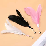 Cat Feather Bell Toy with Suction Cup Base 1 Teaser Wand 3 Replacement Feather Heads Interactive Cat Toy for All Cats