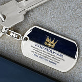 Keepsake for Son Grandson Daughter Granddaughter Keychain Gifts from Grandma Grandpa to My Badass Son Keyring