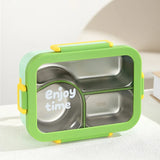 JUSTINLAU 304 Stainless Steel Lunch Box Compartment Leak-proof Student Office Workers Bento Box with Tableware Food Container