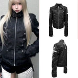2026 Spring Retro Faux Fur Coats Women 2000s American Vintage Jackets Harajuku Gotihc Punk Clothing Jean Parkas Female Outwear