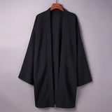 Men's Solid Color Long Sleeve Cardigan Long Kimono Shirt Asian Traditional Wear Yukata Haori Jacket Coat 6 Color Japanese Kimono