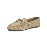 AIYUQI 2026 New Women's Flats Shoes Hand-sewn Pleats Women Loafers Large Size Casual Leather Female Shoes