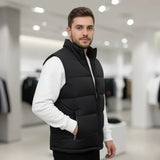 White Vest Jacket Men Slim Fit Stand Collar Sleeveless Puffer Jackets Spring Autumn Casual Waistcoat Men Warm Coat 2026 Trends