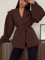 Tossy Elegant Commute Suit jacket Female Lace-Up Loose Pocket Patchwork Lapel Party Looks Outwear For Women Bandage Coat jacket