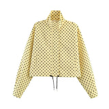 Polka Dot Print Short Coats Women's High Street Long Sleeve Jackets for Women 2026 Elegant Office Ladies Casual Outerwear