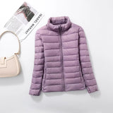 Women Short Puffer Jacket 2025 New Fashion Stand Collar Lightweight Water-Resistant Packable Female Down Parka Casual Coat