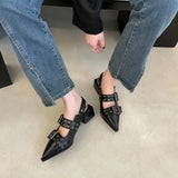 New Women Sandals Shoes Pointed Toe 2025 Spring Fashion Shallow Footwear Slingbacks Ladies Sandals Flats Shoes Big size