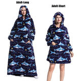Women Plush Fleece Blanket Men Warm Thick Hoodies Adult Giant TV Blanlets with Sleeves Super Long Cold-proof Homewear Pajamas