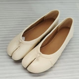 Split Toe Women Ballet Flats Fashion Tabi Shoes Casual Slip-on Loafers Ladies Pleated Leather Espadrilles Zapatillas Mujer