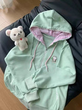 Subculture Japanese Retro Long Sleeve Hoodie Cat Ears Lace Decoration Women Casual Sweatshirt Gothic Y2K Harajuku Autumn Coat