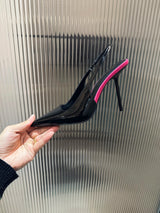 New Patent Leather Pointed Back Hollow Thin Heel Women's Sandals High Heels Thin Heel Sexy Back Hollow Temperament Single Shoe