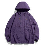 Windbreakers Men Hooded Jacket Zipper Coat Cargo Waterproof Black Bomber Camping Loose Thin Softshell Hooded Hiking Jacket