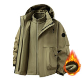 New Autumn and Winter Three in One Outdoor Jacket for Couples Warm Hooded Waterproof Two-piece Set Windbreaker Hiking Jacket