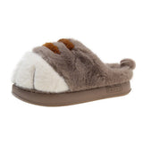 3D Cat Paw Plush Slippers Warm Slip-on House Shoes Anti Slip Flat Thermal Slippers Furry Paw Couple Slippers for Autumn Winter