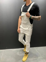 Women Jeans Rompers Washing Ankle Length Overalls Pencil Pants One Piece High Street Pockets Spliced Solid Slight Strech