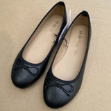 Aneikeh Spring Autumn Elegant Bowknot Ballerina Flat Women's Round Toe Comfort Slip-On Loafers Black Leather Mules Ladies Shoes
