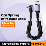 66W 100W Type C TO Type C Cable For iPhone 15 Huawei Xiaomi Samsung Car Spring Cable 6A Short Fast Charging USB C Cable