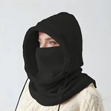 1pc Unisex Winter Balaclava - Windproof Knit Hood with Drawstring, Warm Motorcycle Headgear for Cold Weather,Ski Mask