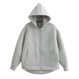 HH 2026 Casual Women's Soild Zipper Hoodie Long Sleeve Big Pocket Zipper Jacket With Hood Female Loose Outerwear Coat Tops