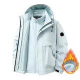 New Autumn and Winter Three in One Outdoor Jacket for Couples Warm Hooded Waterproof Two-piece Set Windbreaker Hiking Jacket