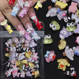 120PCS Box Mixed Hello Kitty 3D Nail Charms Cute Cartoon Resin Ornaments Kawaii DIY Nail Art Manicure Decor Accessories