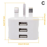 Latest 5V/2.1A Dual USB Port Fast Charger Universal UK Mains 3 Pin Plug Wall Charger Adapter USB Charging For Phone Tablet