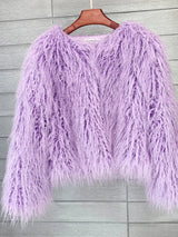 Colorful Warm Faux Women Fur Coat  Black White Pink Plush Coat Female Jacket Fur Autumn Winter Shaggy Outerwear High Street 2025