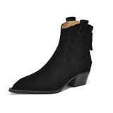 New 2025 Trend Autumn Winter Cow Suede Women Western Boots Black Brown Khaki Purple Green Burgundy Pointed Toe Lady Ankle Boots