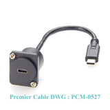 D-Type USB 3.1 C Male to Female Extension Cable Flange Chassis Panel Mount Bulkhead USB Type C Adapter 10Gbps Data Transfer