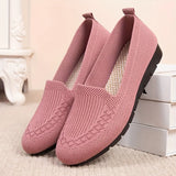 Women's Solid Color Knit Loafers Lightweight Anti Slip Flat Shoes for Casual Wear