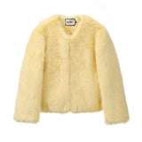 Neo Mint Cool Street Girls Winter Fashion Fluffy Fox Fur Jacket Women Casual Round Neck Faux Fur Coat Chic Thick Warm Outerwear