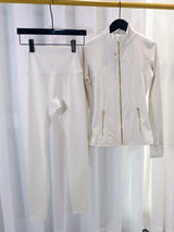 Gold zipper jacket and yoga pants set, sportswear, quick-dry and breathable, slimming and lightweight, tight-fitting