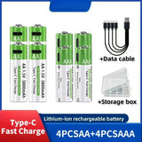 2025NEW Lithium-Ion Battery Type-C Rechargeable High-Capacity Battery AA&AAA Battery For remote control, mouse, electric toys