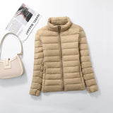 Women Short Puffer Jacket 2025 New Fashion Stand Collar Lightweight Water-Resistant Packable Female Down Parka Casual Coat